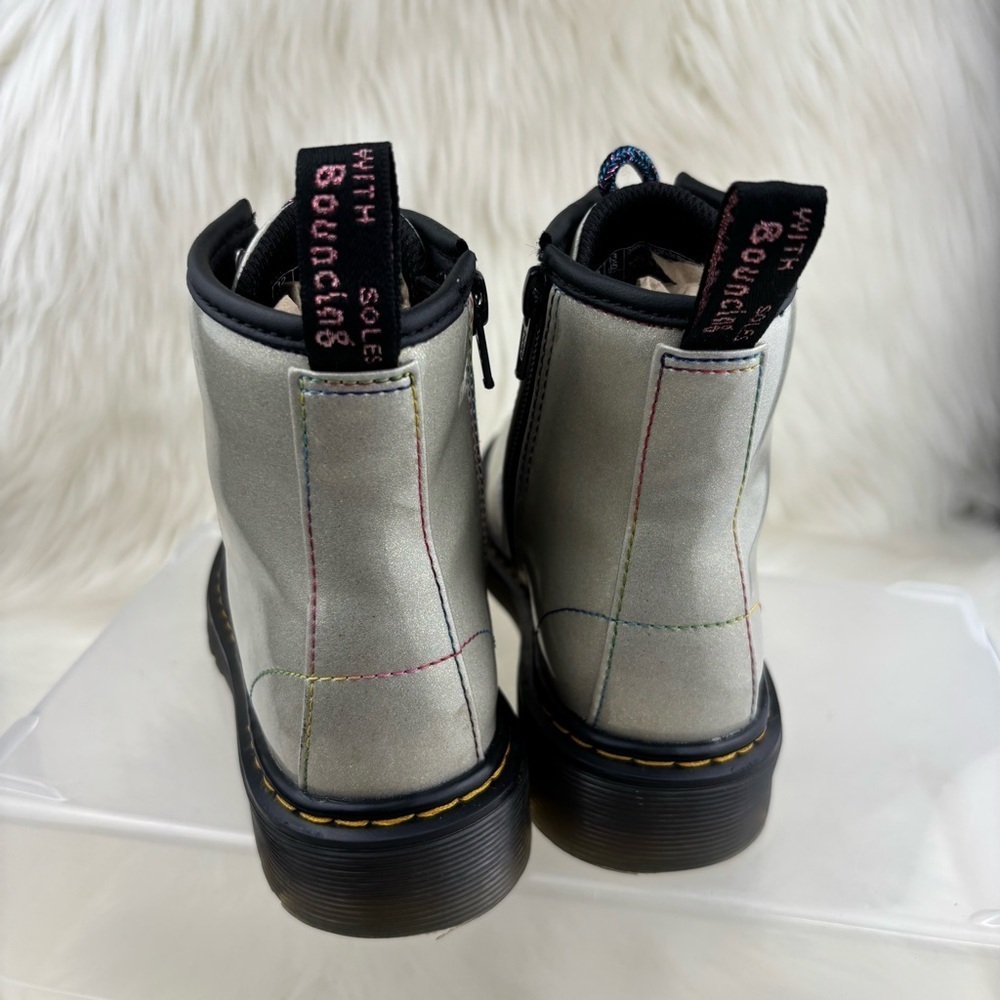 Dr. Martens 1460Metallic Silver Combat Boots - Picture 3 of 8